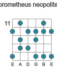 Guitar scale for Bb prometheus neopolitan in position 11